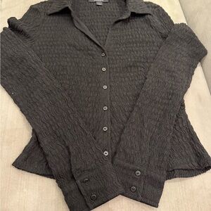 All Saints Black Textured Button-Down Shirt